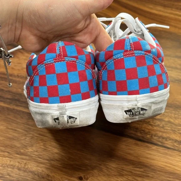 Vans Men’s Red and Blue Checkered Shoes size 9.5 - Picture 8 of 9